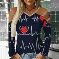 thumbnail image 1 of ICHUANYI Liquidación Blusa de manga larga sin tirantes con cuello en V y hombros descubiertos para mujer ICHUANYI WER202308244778, 1 of 5