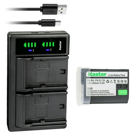Kastar 1-Pack EN-EL15e Battery and LTD2 USB Charger Replacement for Nikon EN-EL15 EN-EL15a EN-EL15b EN-EL15e Battery Nikon Z 5 Z5 Z 6 Z6 Z 7 Z7 Z 7 Q3 Z7Q3 Cameras