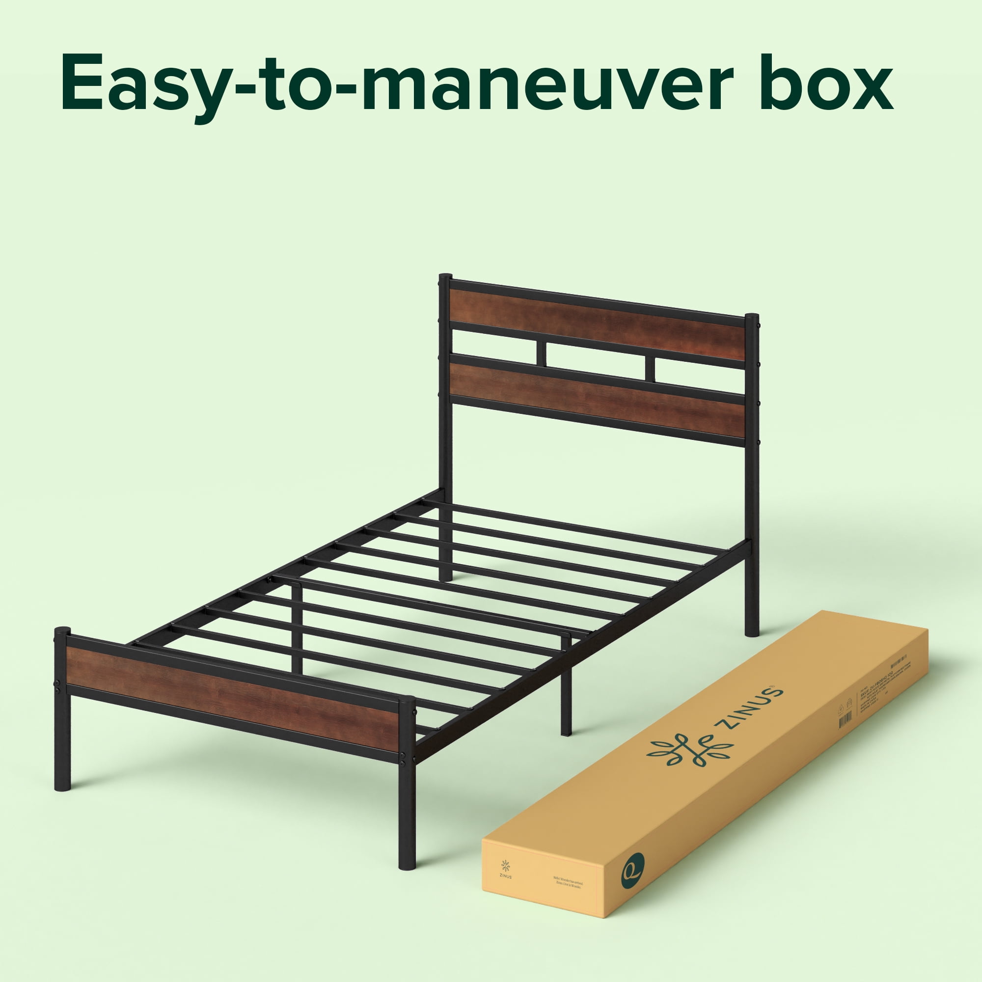 Zinus 39" Roman Bamboo and Metal Platform Bed Frame, Twin