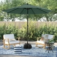 thumbnail image 4 of 9 ft Patio Umbrella with Patio Market Umbrella Base, Outdoor Table Market Umbrella with Water/Sand Self-Filled Base, Push Button Tilt/Crank, 8 Ribs, Dark Green, 4 of 5