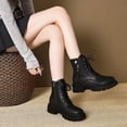 thumbnail image 4 of AVRNLIQ Womens Black Combat Boots Size 37 - Chunky Platform, Side Zipper & Lace-Up, PU Material, Cushioned All-Day Wear, Durable for Daily/Casual Use, 4 of 9