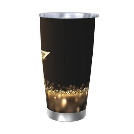 

Salouo Gold Glittering Stars Print 20oz Tumbler with Lid Stainless Steel Vacuum Insulated Tumbler Durable Insulated Coffee Mug Thermal Cup with Splash Proof Sliding Lid-Without Straw
