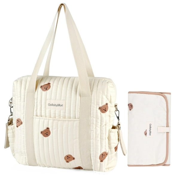 GOBABYMART Bolsa de pañales grande, Bolsa de maternidad, Bolsa de pañales de viaje, Bolsa de bebé multifunción, Bolsas de pañales para bebés, Bolsa de mensajero (Mediana - Osos)