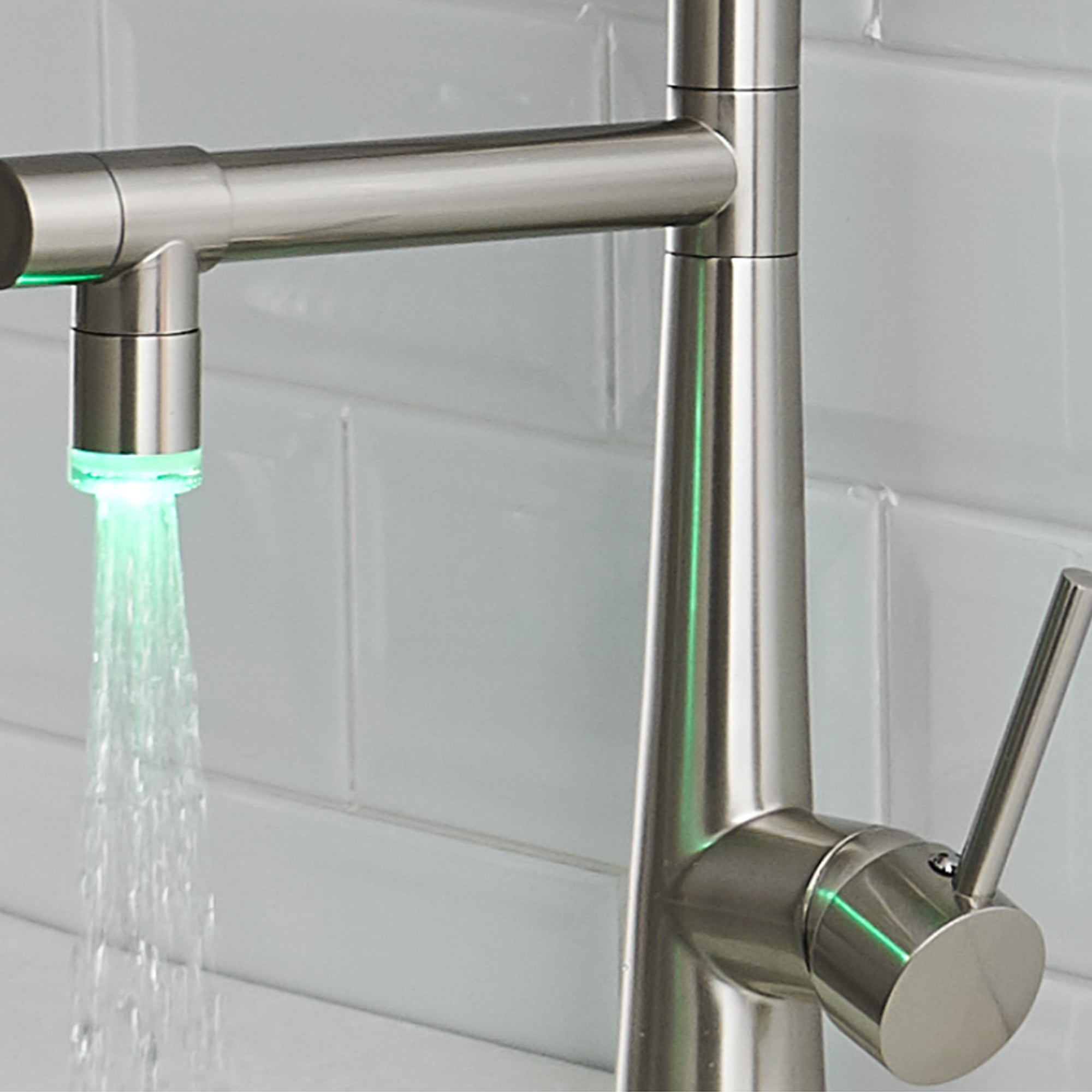 ANGELES HOME LED Light Kitchen Faucet with Pull Down Sprayer, Commercial Kitchen Sink Faucets with Sprayer, Brushed Nickel