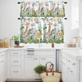 thumbnail image 3 of Hippopotamus Giraffe Zebra Elephant Tiger Curtain Tier and Valance Set 3 Piece, Animal Green Leaf 3-inch Rod Pocket Window Tier Curtains Valance for Kitchen Living Room, 3 of 9