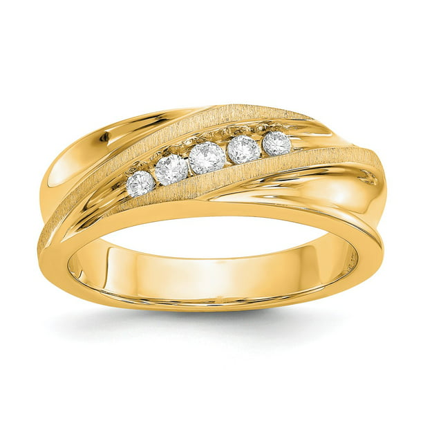 AA Jewels - Solid 14k Yellow Gold Lab Grown Diamond Matte Brushed ...