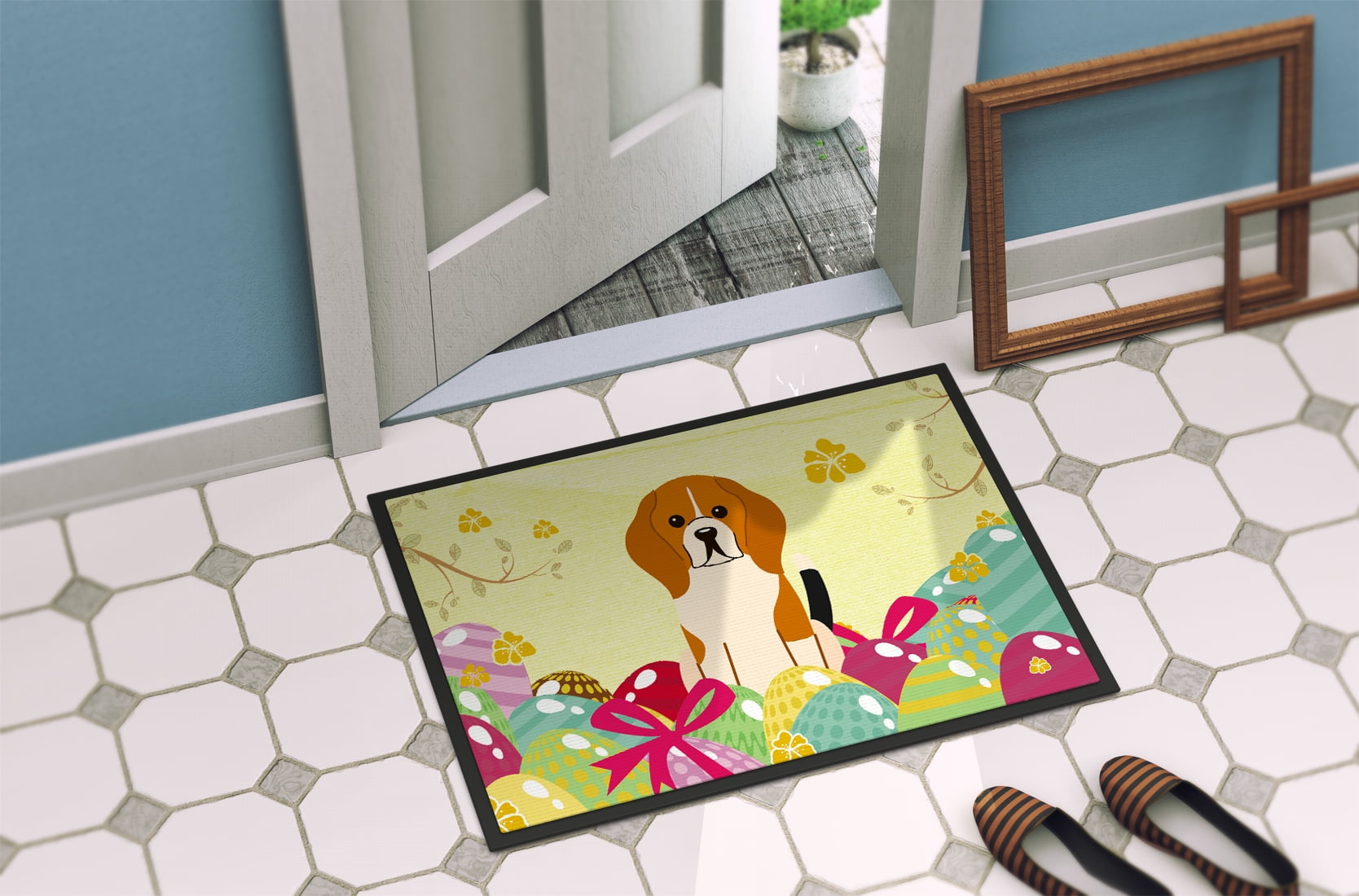 Easter Eggs Beagle Tricolor Door Mat