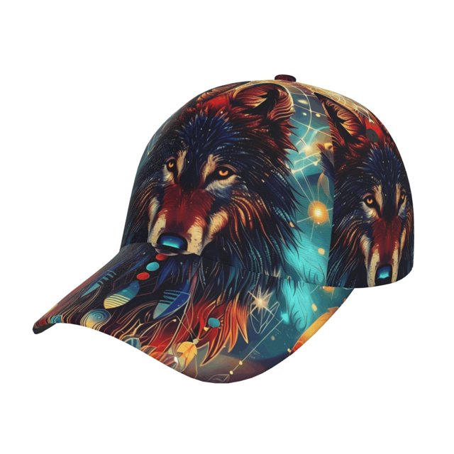 Balery Mystic Wolf Dreamcatcher Gorra de béisbol de tamaño ajustable para correr, entrenar y actividades al aire libre. Gorra de papá para todas las estaciones.