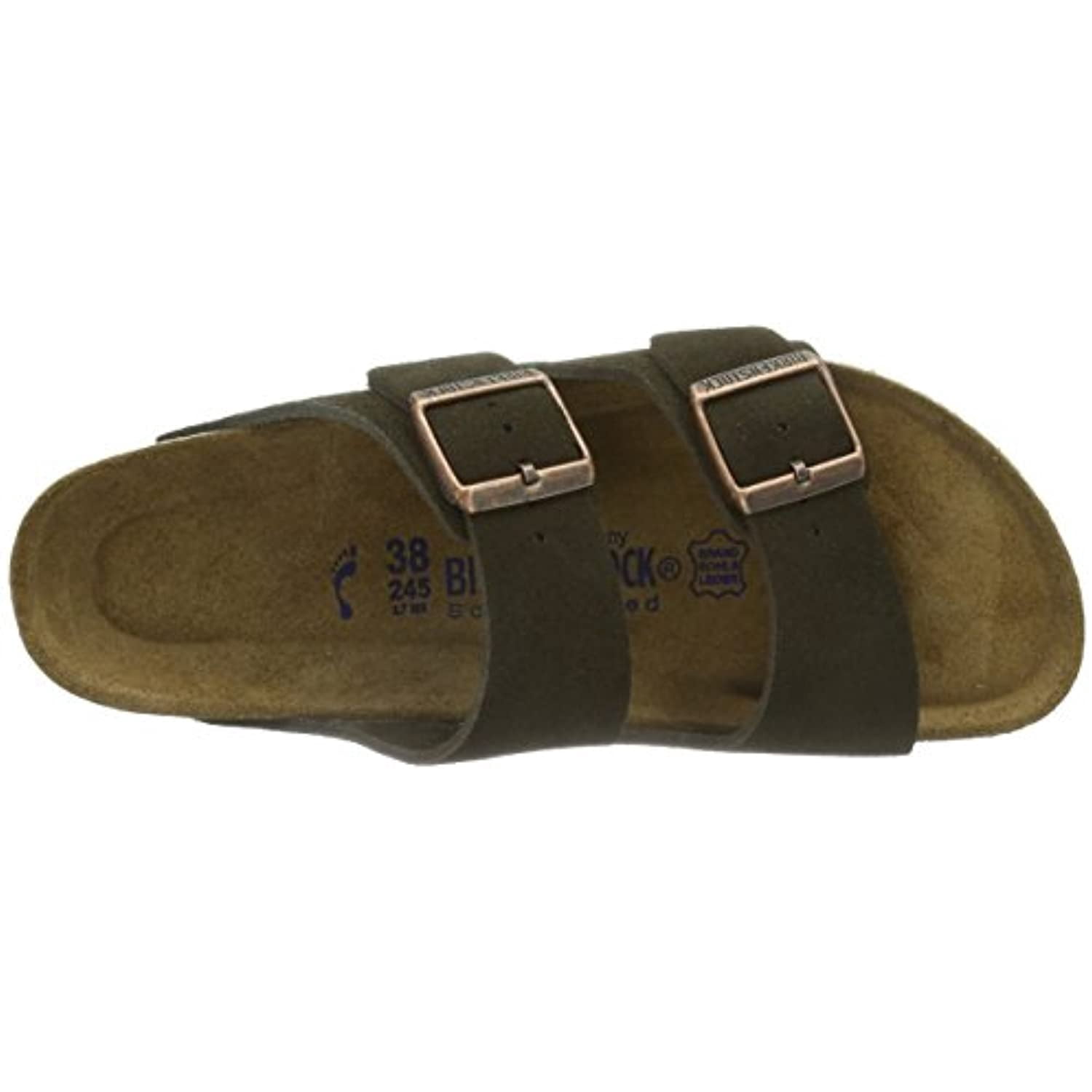 Birkenstock Women's Arizona SFB Suede Leather Narrow Fit Sandal Mocca-Mocca-4.5