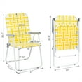 thumbnail image 7 of Folding Beach Chair Set of 2, Outdoor Beach Chair with Armrest, 2-Piece Steel Tube PP Webbing Bearing 120kg Patio Portable Camping Chair Webbed Chair for Garden Patio for Adults, Yellow & White Strip, 7 of 7