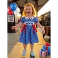 thumbnail image 6 of BemeyourBBs Toddler Baby Girl 4th of July Dress Outfit Little Baby Girl Patriot Independence Day Dress Summer Smocked Dress Puff Short Sleeve Doll Collar Star Stripes Print Bow Decor A Line Dress, 6 of 9