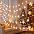 thumbnail image 6 of Christmas Crystal Ball String Lights 10FT 20 LED Battery Operated Pink Fairy Lights for Indoor Holiday Mantel Party Decor, 6 of 6