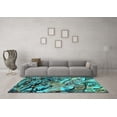 thumbnail image 3 of Ahgly Company Machine Washable Indoor Square Oriental Turquoise Blue Industrial Area Rugs, 5' Square, 3 of 4