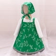 thumbnail image 3 of Pandaie Toddler Little Girls and Bear Folk Dress Up Kids Birthday Party Long Sleeve Outfit with Kerchief Set 18-24 Months Dark Green, 3 of 8