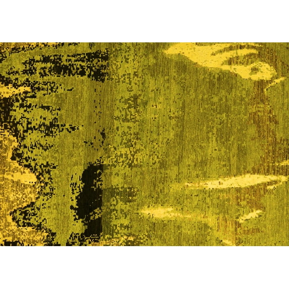 Ahgly Company Machine Washable Indoor Rectangle Abstract Yellow Modern Area Rugs, 2' x 5'