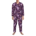 thumbnail image 3 of Salouo Snake And Flower Print Button-Front Long Sleeve Pajama Set for Men, Soft 2Pjs Men's Long Sleeve Sleepwear-X-Large, 3 of 7
