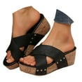 thumbnail image 3 of Fukaraa Wide Width Wedge Sandals Women Platform Open Toe Buckle Strap Dressy Summer, 3 of 9