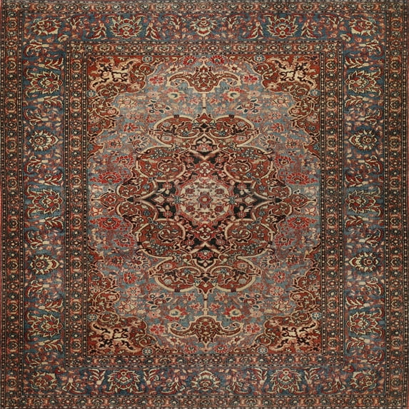 Ahgly Company Indoor Square Traditional Dark Almond Brown Medallion Area Rugs, 6' Square