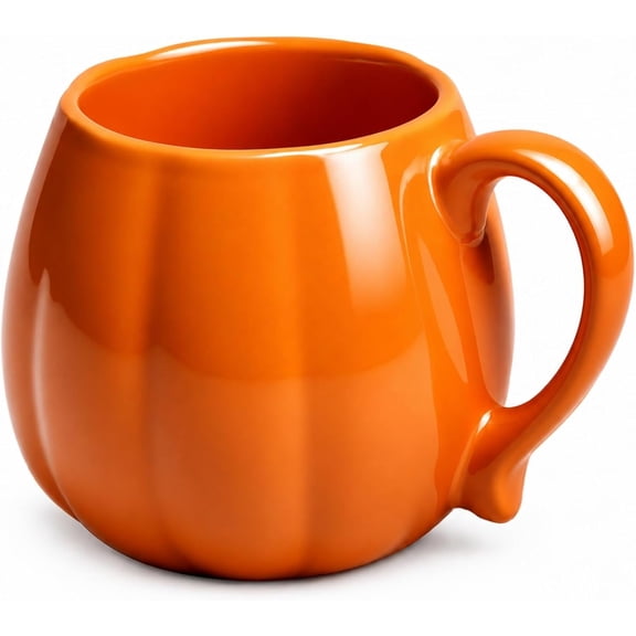 1 count 14 oz Pumpkin Mug Ceramic Coffee Mug Fall Halloween Thanksgiving Autumn Pumpkin Shape Cup with Handle for Halloween Party Decoration