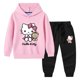 thumbnail image 3 of Hello Kitty, nueva ropa para niños, jersey para niñas, suéter con capucha, pantalones de dos piezas, traje deportivo de manga larga de algodón para bebés, 3 of 5