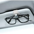 thumbnail image 3 of Paquete de 2 soportes universales para gafas de coche, para visera de coche, de cuero, con clip para billetes y tarjetas (beige), 3 of 5