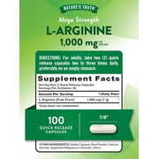 L Arginine 1000 mg | 100 Capsules | Mega Strength | Non-GMO and Gluten Free Supplement | By Nature's Truth