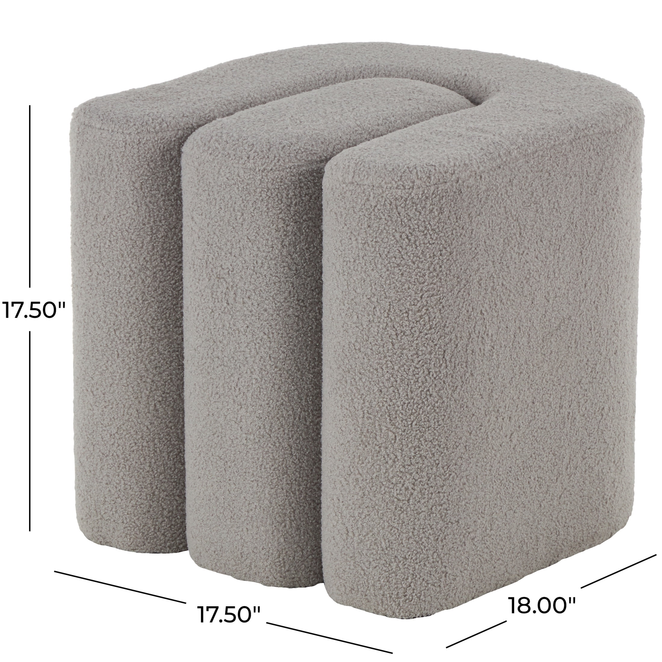 DecMode 18" x 18" Gray Polyester S- Shaped Ottoman with Connected Arches, 1-Piece