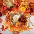 thumbnail image 2 of Fall Harvest Wreath, Pumpkin Maple Leaf Candle Decor, Scented Garland, Festive Halloween Thanksgiving Centerpiece, Cozy Home Accent for Seasonal Celebrations, 2.95" x 9.84", Orange, Lazyguy, 2 of 8