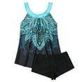 thumbnail image 2 of Tankini Swimsuits for Women Two Piece Tummy Control Bathing Suits,Trendy Print Swim Tank Tops with Boy Shorts Blue L, 2 of 6