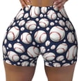 thumbnail image 2 of Lsque Cute Basebal Pattern High Waisted Biker Shorts for Women-Tummy Control Fitness Athletic Workout Running Yoga Gym Shorts,Moisture-Wicking-Medium, 2 of 9