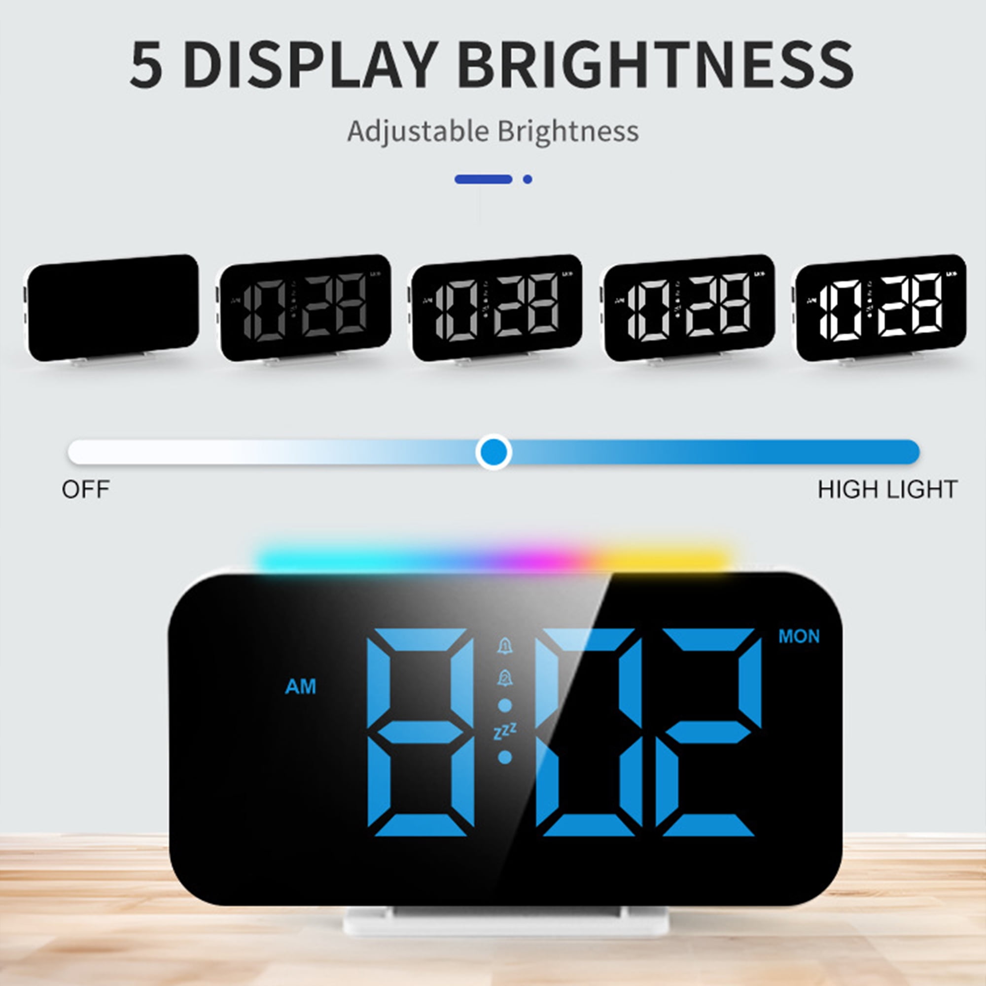 Unique Bargains Loud Alarm Clock White Housing With White Light 6.3"L x 1.0"W x 3.4"H