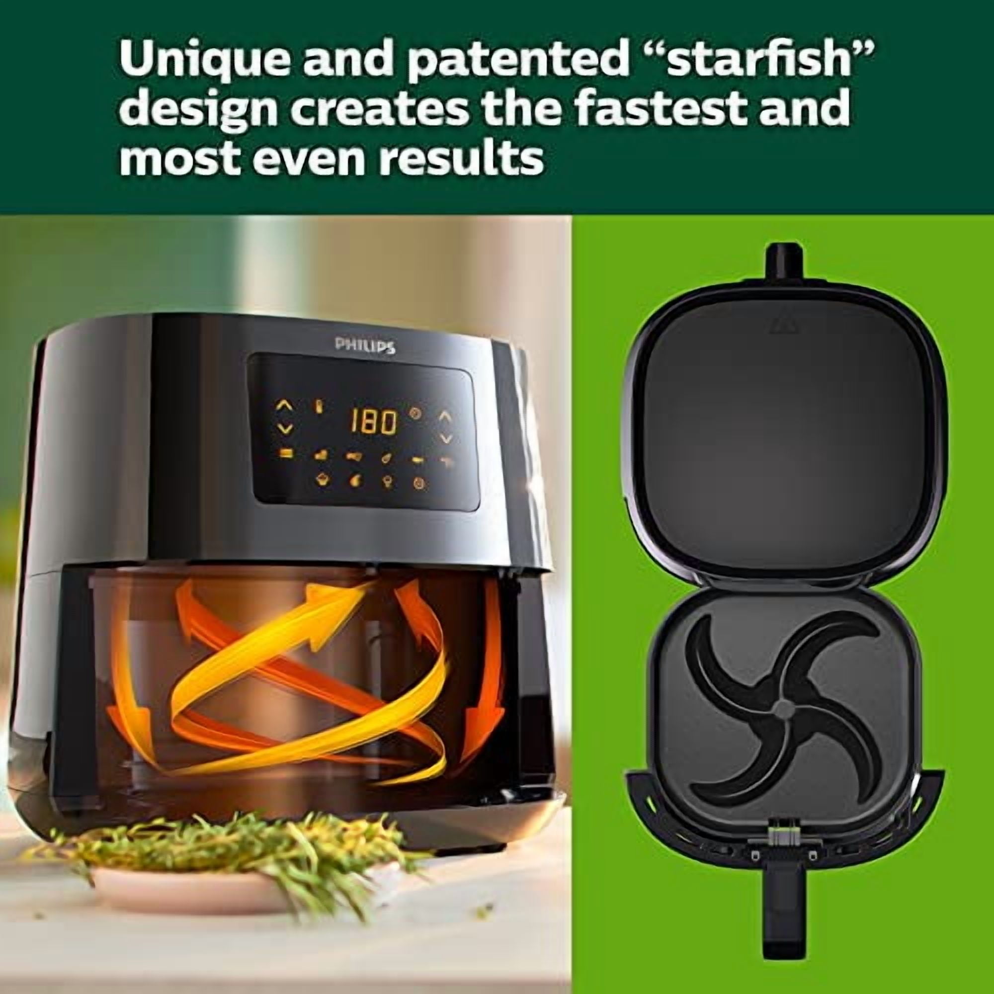 Philips Essential XL 2.65lb/6.2L Capacity Digital Airfryer with Rapid Air Technology, Easy Clean Basket, Black- HD9270/91