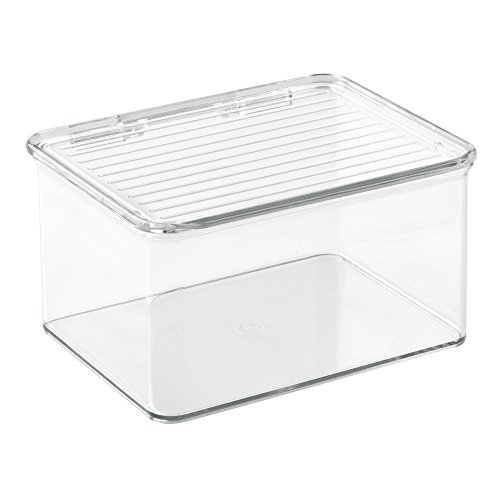 iDesign Kitchen Binz BPAFree Plastic Stackable Organizer Box with Lid 6.75in x 5.75in x 3