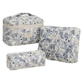 thumbnail image 2 of ZZkhGO Large Capacity Partitioned Storage Bag, Polyester Quilted Travel Organizer, Vintage Floral Makeup Pouch Set with 3 Sizes for Business Trips, 2 of 7