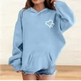 thumbnail image 2 of GiLiling Girls Preppy Heart Sweatshirt, Oversized Pullover Sweatshirt, Kids Fall Winter Long Sleeve Cute Print, Trendy Hoodie (Light Blue, 12-13 Years), 2 of 8