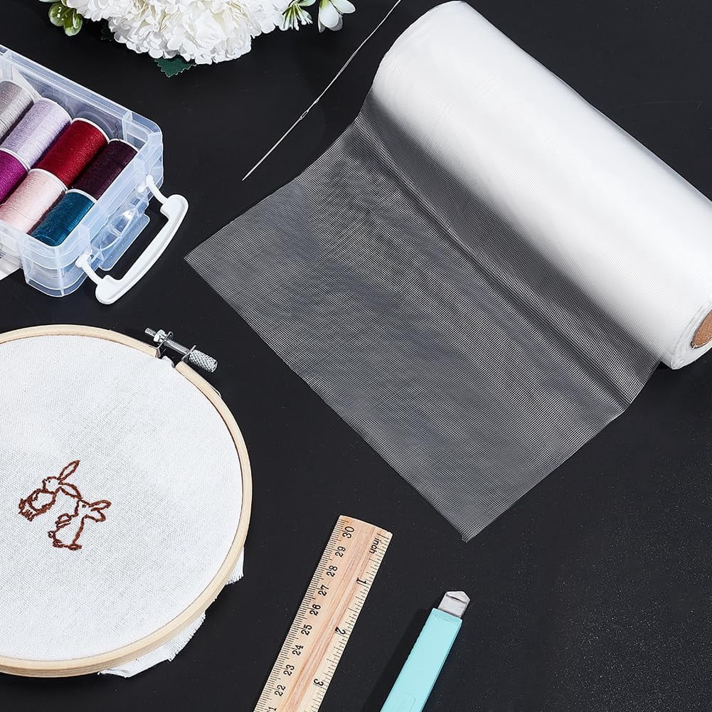 Water Soluble Stabilizer for Embroidery 7.8 inch x 50 Yard Embroidery Stabilizer Film Transparent Wash Away Water Soluble Stabilizer and Topping for Machine Hand Sewing Towels White