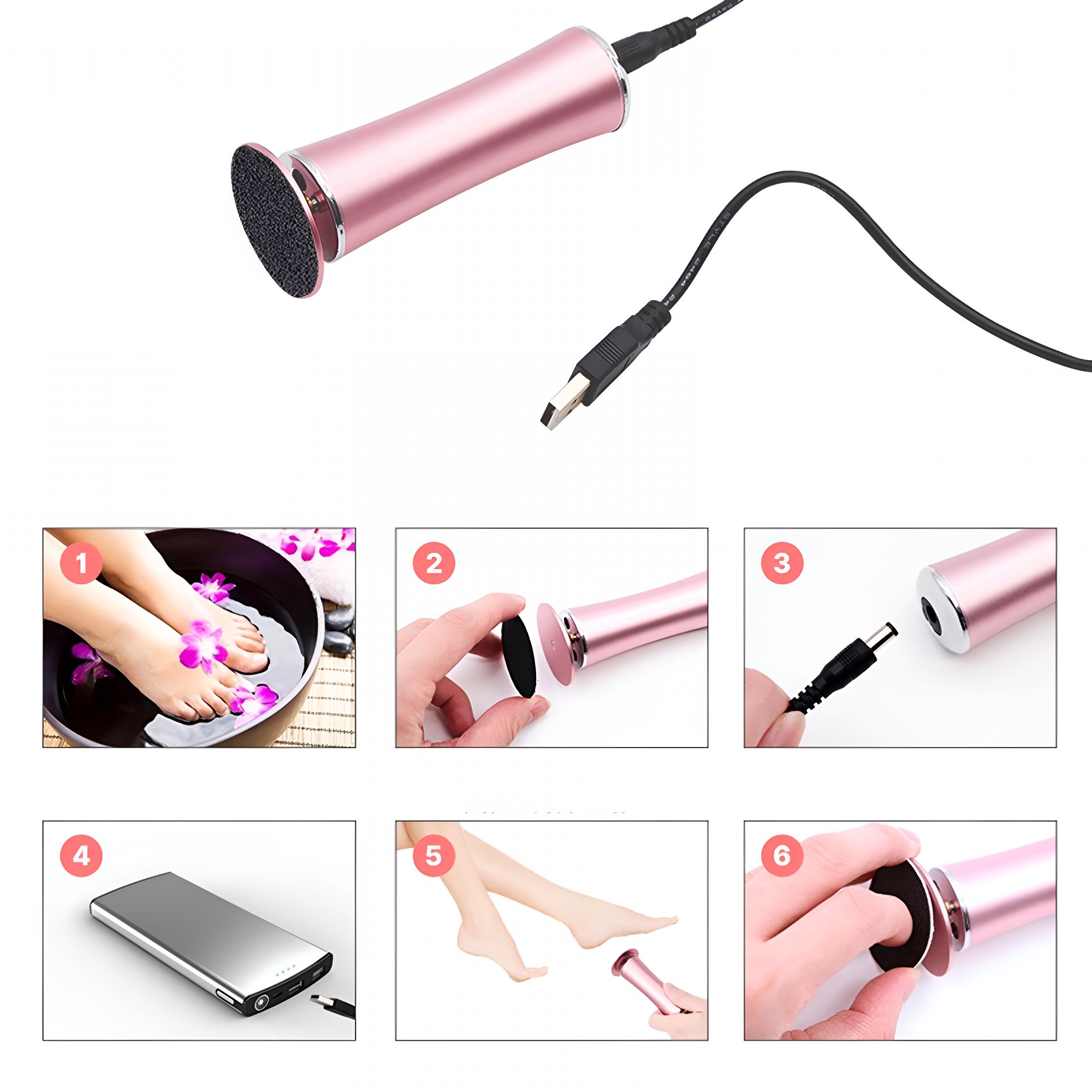 XIRQI 2026 New Electric Foot Callus Remover Portable Removal Massager Pink for Foot Care, Callus Removal, Home Use, Smooth Skin, Pedicure Treatment.