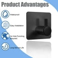 thumbnail image 5 of AIDUCHO Heavy Duty Adhesive Hooks, 4 Pcs Wall Adhesive Hooks, Stainless Steel Hooks for Home, Bathroom, Kitchen, Office, Living Room(Black), 5 of 8