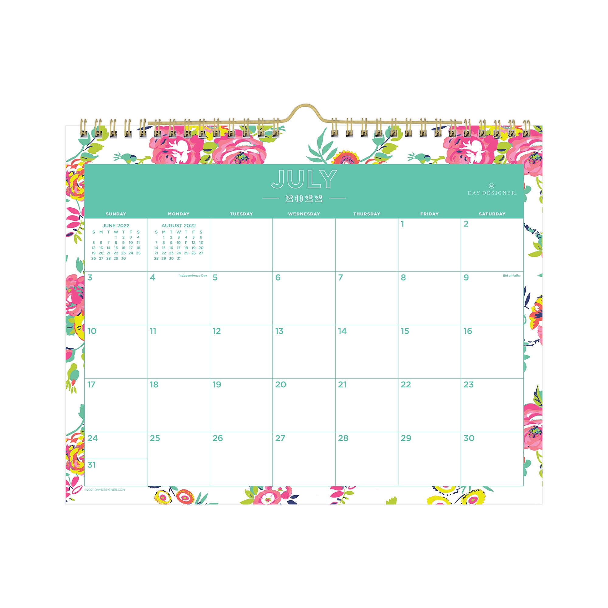 Day Designer Monthly Safety Wirebound Wall Calendar, 11' x 8-3/4', Peyton White, July 2022 to June 2023, 107936-A
