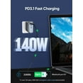 thumbnail image 2 of 140W USB C Charger, PD3.1 GaN Charger 3 Port 140w USB-C Power Adapter with 5ft Detachable Power Extension Cord for MacBook Pro 16'', Dell XPS, iPad Pro, Galaxy, iPhone 16/15 Pro, Power Bank and More, 2 of 7