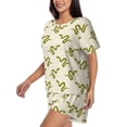 thumbnail image 2 of Naloa Green Snake Women's Short-Sleeved Pajama Set, Loungewear, Summer pajamas, Breathable Cozy - Medium, 2 of 9