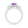 thumbnail image 2 of ANGARA Natural 1.7 ct Amethyst and Diamond Three Stone Engagement Ring in 925 Sterling Silver for Women (Size-8mm) | February Birthstone, Anniversary, Jewelry Gift for Women | Natural Amethyst Ring, 2 of 9