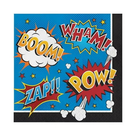 Hoffmaster Group 2 Ply Superhero Slogans Luncheon Napkin, Pack of 12 - 16 Per Pack