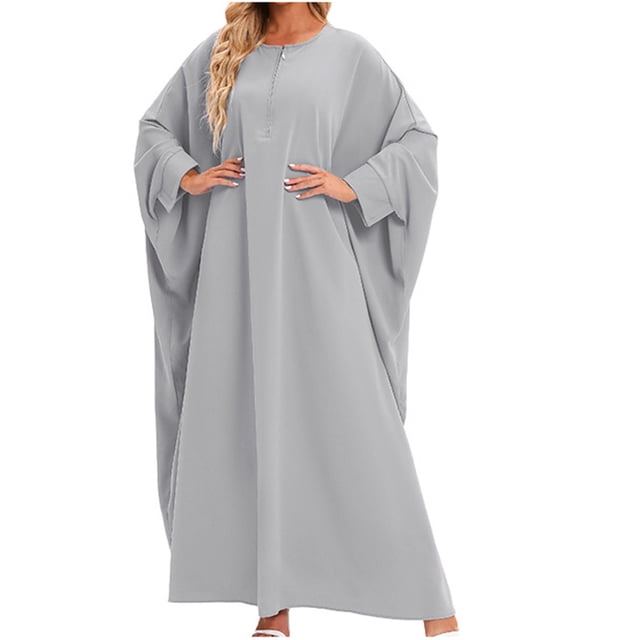 LSLJS Robe Ample pour Femme Robe Décontractée Robe de Couleur Unie Grande Robe Robe à Manches Longues, Robe Grande Taille