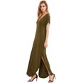 thumbnail image 3 of Women's V Neck Side Pockets Split Hem Beach Long Maxi Dress, 3 of 6