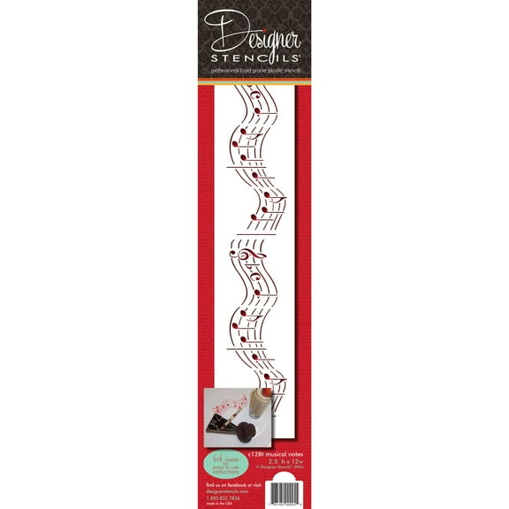 Designer Stencils Musical Notes Cake Stencil, 12", Beige/Semi-Transparent