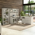thumbnail image 3 of Bush Furniture Cabot 60" L Shaped Desk with Storage, Linen White Oak, 3 of 7