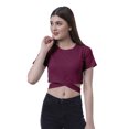 thumbnail image 2 of Moomaya Haut à Ourlet Croisé pour Femmes Manches Courtes Col Rond Tee-Shirt Blouse, 2 of 6