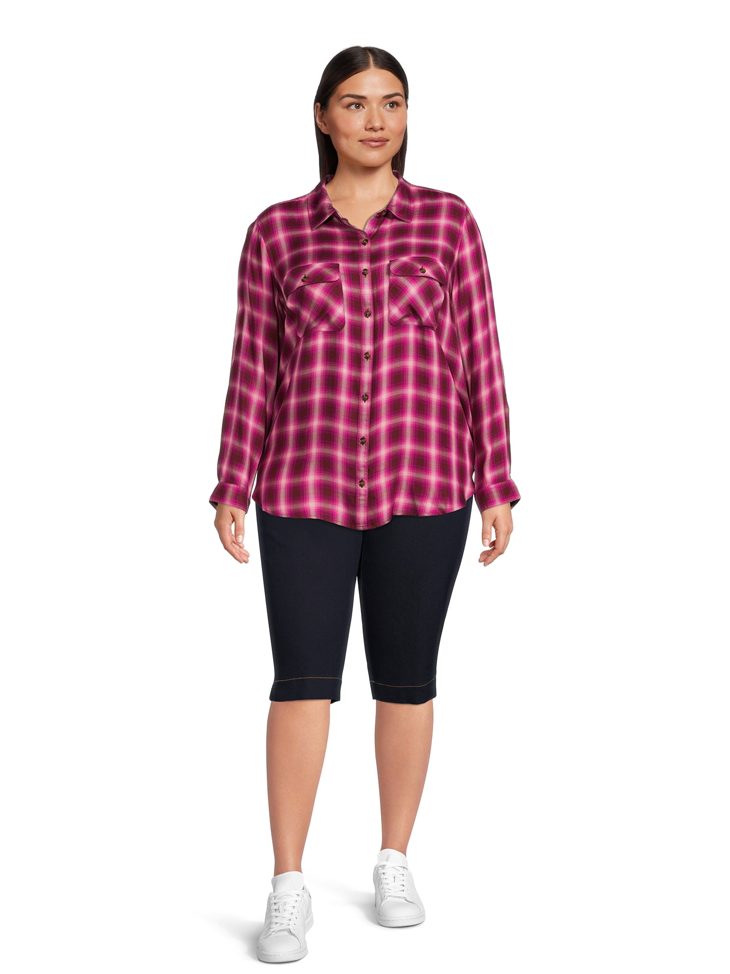 JMS Just My Size by Hanes Women's Plus Size Pull On 2 Pocket Stretch Capri, Sizes 0X-4X