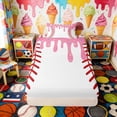thumbnail image 4 of Erosebridal Pink Drippy Baseball Print Twin Sheet Sets, Sports Monogram Bedding for Kids Boys and Girls, 1 Flat Sheet, 1 Fitted Sheet and 1 Pillowcase, 4 of 6